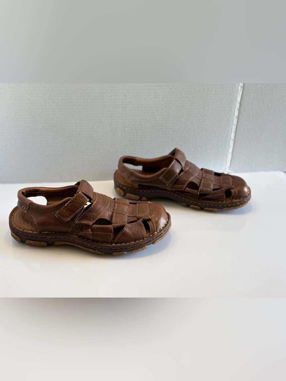 Born Cabot III Fisherman Sandals Men Sz 10 Brown Leather Closed Toe Comfort Shoe - Picture 16 of 16